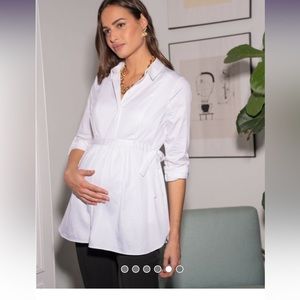 White Cotton Maternity & Nursing Shirt